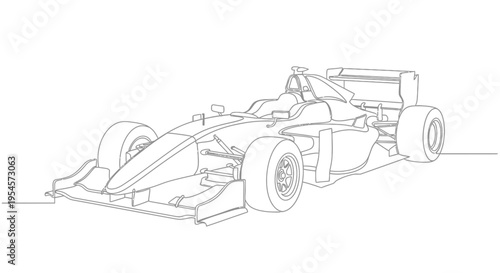 Formula 1 racing car outline, single line drawing, minimalist sport vehicle