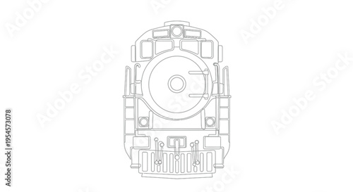 Front View Line Art of a Diesel Locomotive