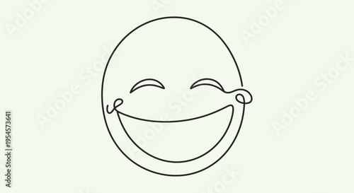 Joyful Face Emoji Line Art, Happy Smile, Simple Drawing, Positive Emotion