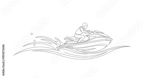 Jet Ski Rider Outline Vector - Aquatic Recreation and Water Sports