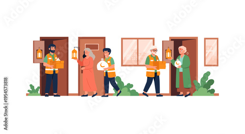 people moving into new home with boxes and furniture