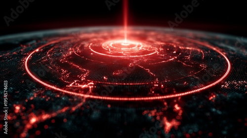 Red Futuristic Target HUD of Asia-Pacific Map for Global War, Crisis and Geopolitical Conflict.