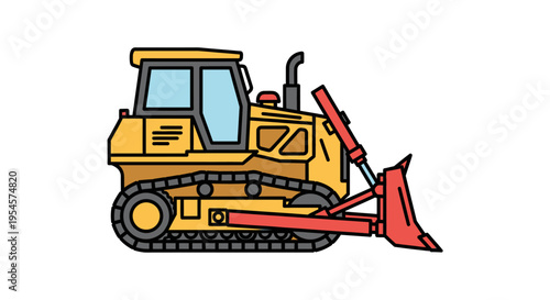 Yellow Construction Bulldozer Tractor Machine.