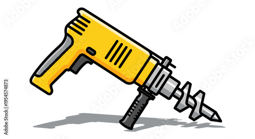 Yellow Electric Power Drill Tool.