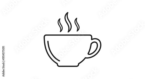 Steaming hot coffee cup icon.
