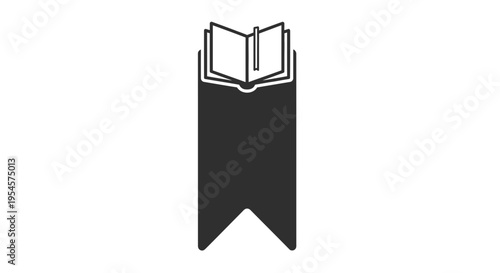 Black bookmark with open book.