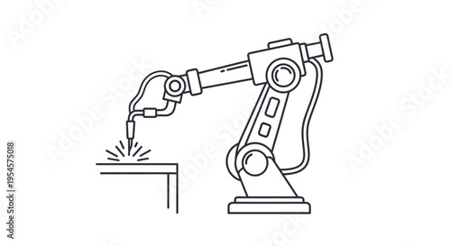Robotic arm welding metal industrially.