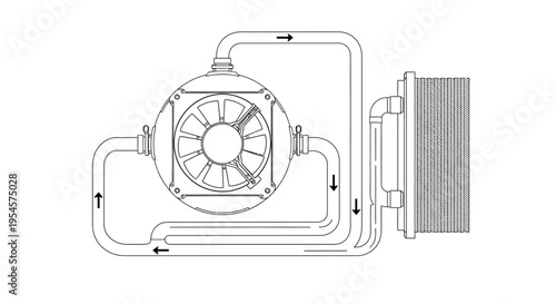 Detailed diagram of a radiator system.