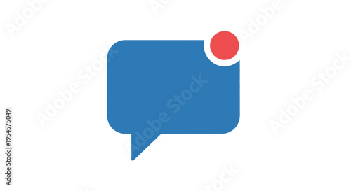 Blue chat message icon with red dot.