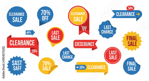 Colorful sale discount labels and badges.