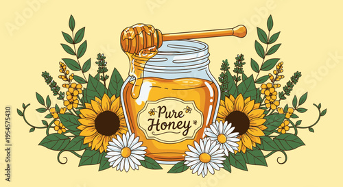 Jar of pure golden honey 2.