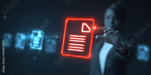 Using analysis, a businesswoman generates a report result that creates massive content visibility inside cyberspace.