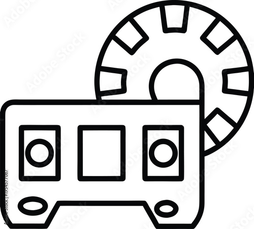 view master reel line art vector illustration on transparent background