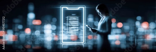 A businesswoman explores cyberspace to find a report result that proves her analysis helped improve content visibility.