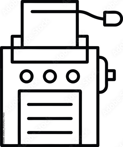 printing press hand crank line art vector illustration on transparent background