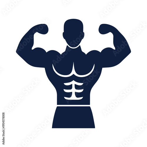 Bodybuilder Silhouette Strength Icon