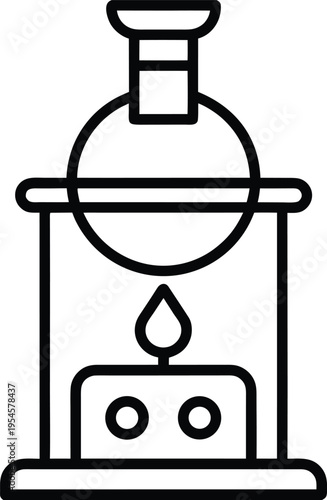 alchemical furnace line art vector illustration on transparent background