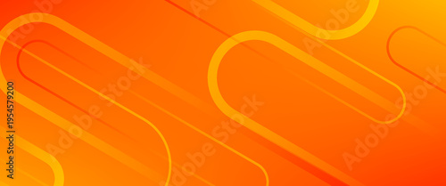 Abstract Orange and Yellow Vibrant Background with Dynamic Rounded Geometric Shapes and Diagonal Lines, Modern Energetic Backdrop for Summer Sale and Tech Branding