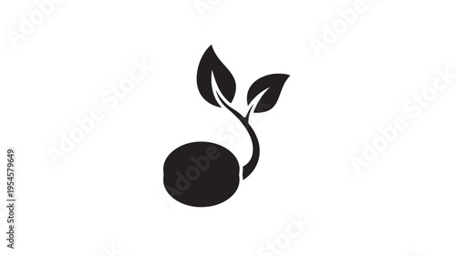 Seedling black silhouette icon representing growth and new beginnings in a simple, modern design. featuring seed, sprout, plant with leaf and