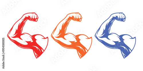 Retro Muscle Flex Arm Illustration