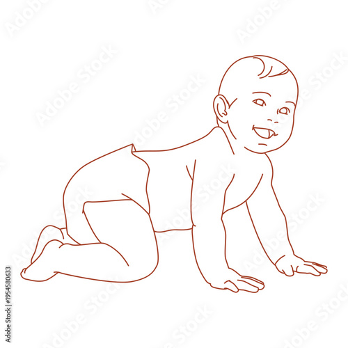  baby in dry soft diaper crawling.eps