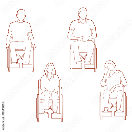 accessibility wheelchair users outline illustration.eps