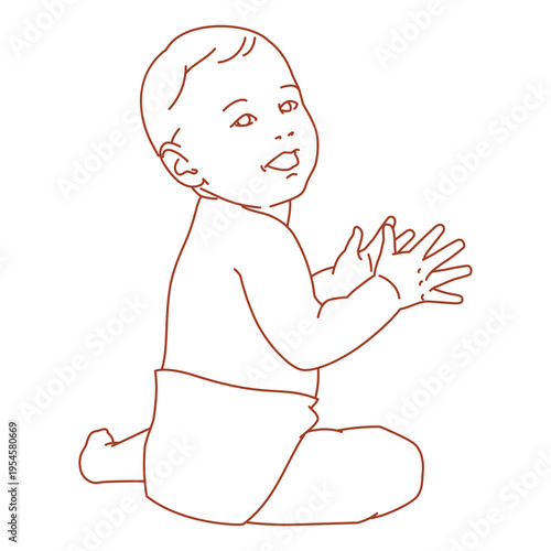  baby sitting on floor clapping hands.eps