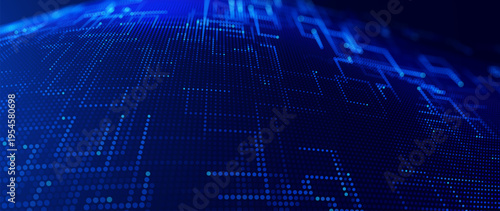 Technology Big Data Flow Background with AI Particles and Digital Stream Lines. Futuristic Data Science Concept. Tech Business Presentation or Annual Report Template. Vector Illustration.