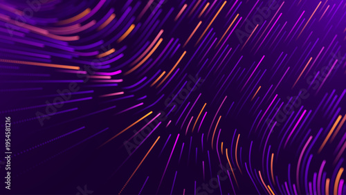 Abstract Tech Composition With Purple Fibers As Data Pathways, Representing AI Computation And Internet Speed In A Clean, Vector-Based Style.