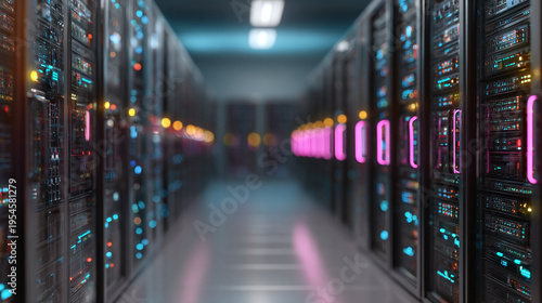 data center server rack with active processing lights showing high performance digital infrastructure network hardware secure storage and enterprise technology operations