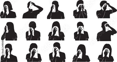 Silhouettes of people expressing various emotions and stress