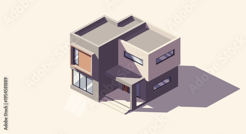 Minimalist modern house design with clean lines and geometric shapes, evoking a sense of contemporary residential architecture