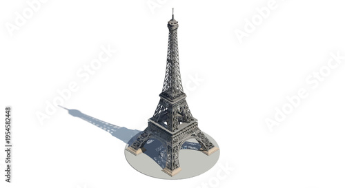 Iconic European Landmark in Isometric View A Detailed 3D Render of a Famous Tower Structure on a Clean White Background