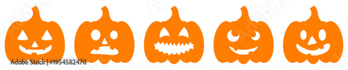 Set of orange halloween pumpkins