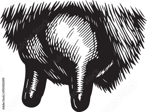 Udder Teats Dairy Cow Livestock Farm Animal Black and White Engraving Style