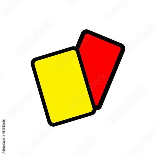 Solid black silhouette of referee card set with red and yellow cards Vector illustration