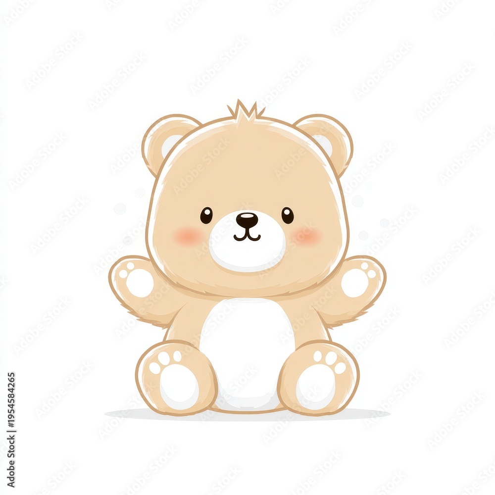 Obraz premium Charming Cute Cartoon Bear Sitting Cheerfully For Kids And Collectors