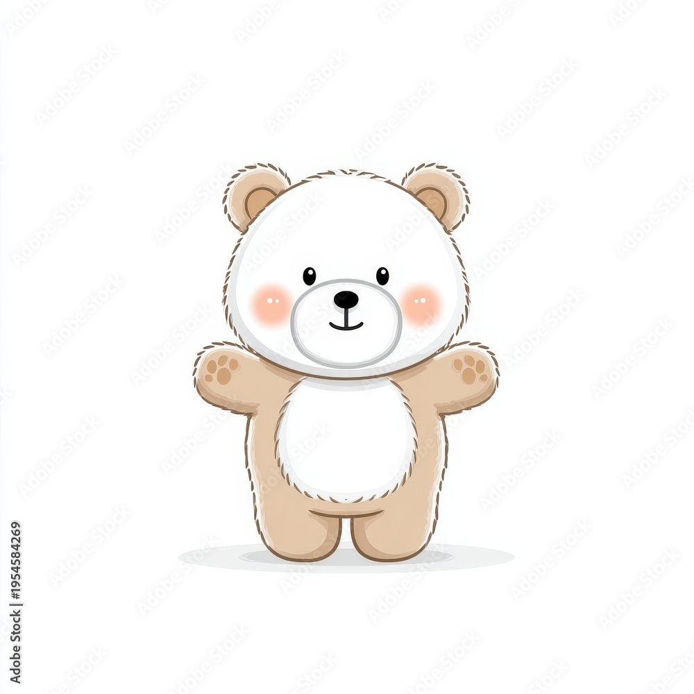 Fototapeta premium Whimsical Cute Cartoon Teddy Bear Character Standing with Open Arms