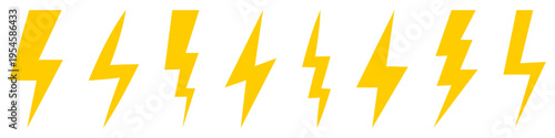 Lightning yellow bolt icons set