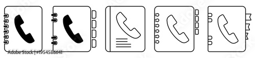Phone book line icons