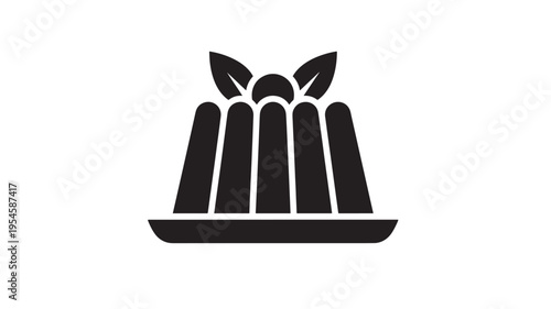 Jelly dessert with leaf decoration on a plate featuring food, sweet, treat with gelatin and pudding elements for fruity, berry projects, clean