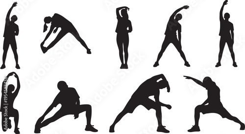 Yoga poses silhouettes for fitness and wellness concept designs