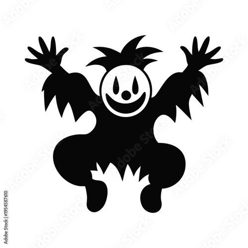 Jumping Clown Character Dynamic Pose Illustration