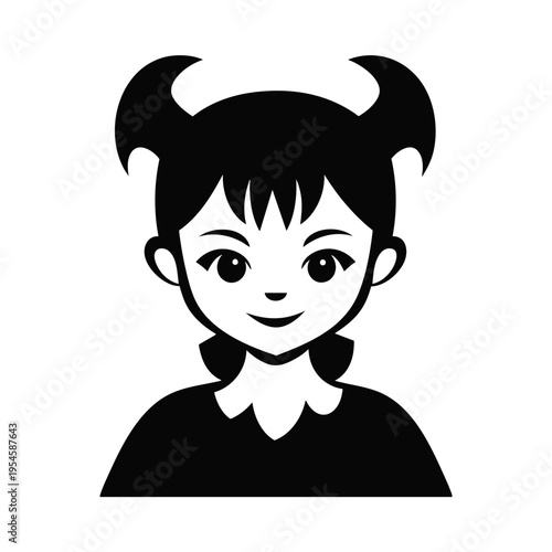 Smiling Gothic Girl Happy Character Illustration