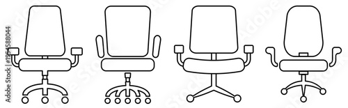 Office chair outline icon set
