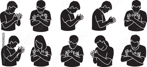 People in various poses of frustration or despair isolated