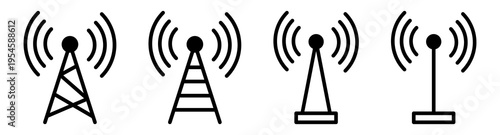 Tower signal icon set