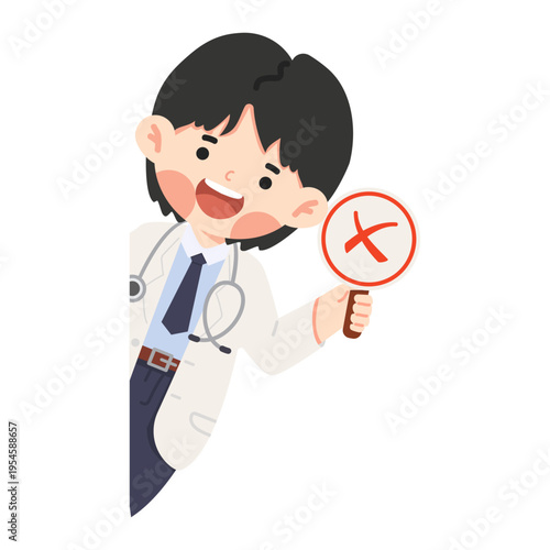 Doctor Holding a Red Cross Sign