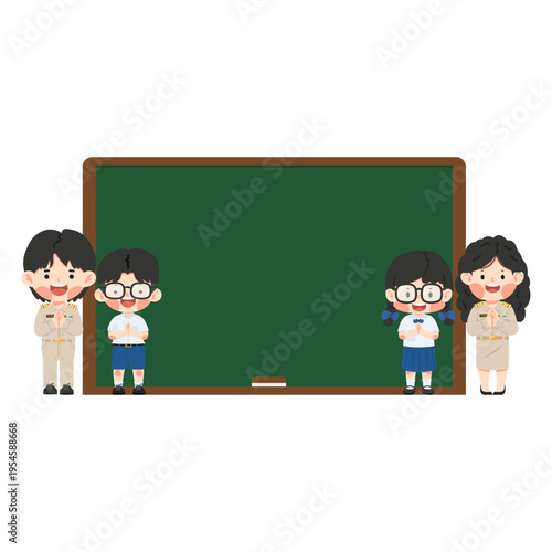 Students and Teachers Greeting at Blackboard