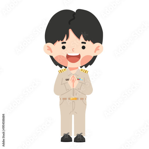 Male Teacher Thai Greeting Wai Gesture